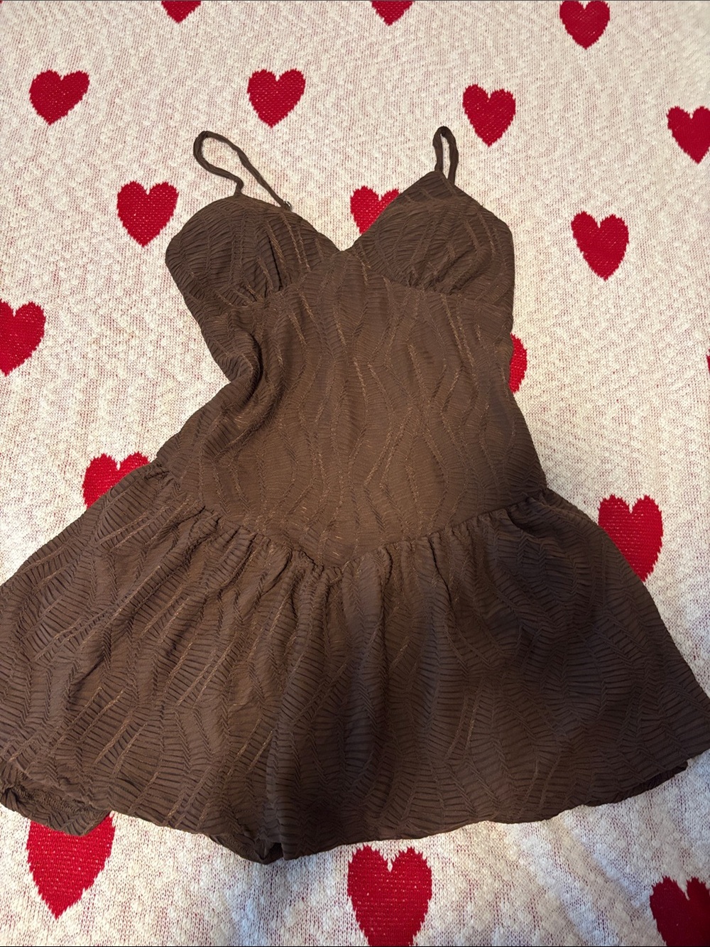 Brown Textured Fit-and-Flare Sundress